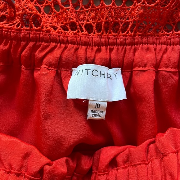 WITCHERY Red Lace Off The Shoulder Dress Tie Belt Size 10 - Picture 5 of 5